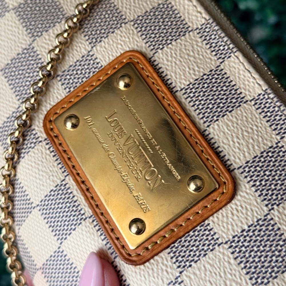 Louis Vuitton Damier Azur Canvas Eva Clutch Shoulder Bag Crossbody - Picture 12 of 15